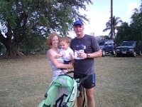 family finish line  Getting water and Powerade.