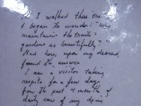 IMGP2567  A note from a visitor thanking those who care for the Friendship Garden, a community project in Kaneohe.
