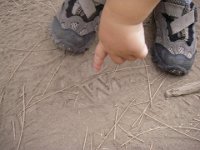 IMGP2633  He loves to find letters and shapes on the trail. This time we found lots of shapes in the boot prints.