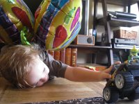 IMGP2460  After waking up from a nap in his "chrysalis", my butterfly is working hard with his truck!