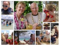 2007-07-05 lei greeting and tide pools  I made collages on most days that Marilou and Dad visited so they could send them back home via email to friends and family. A digital diary turned out to be a helpful way to organize the memories. I even made a DVD of all the pictures! It was done recording literally the minute we had to leave.