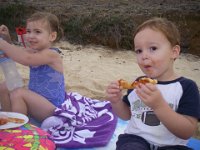 IMGP5406  Pizza at the tide pools with Sammy's friend Anneliese and her family.
