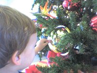att00209  Looking at the Christmas tree decorations on base as mom and I provision...