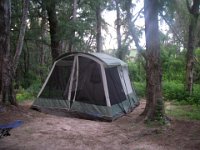IMGP6314  Our little tent. Lanai and two rooms makes it really spacious and easy to move around in. Dave set it up all by himself. Impressive.