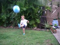 IMGP6713  Sam is working hard on his drop-kicking - he's really getting good!
