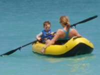 P3010027  Sammy paddled me around in mom's inflatable kayak (with the see-through bottom). This one is very stable and easy to take kids out in. A bit tricky to heave myself into but hey, it's only a few more weeks. He paddled ALL BY HIMSELF - isn't he the cutest little guy here with his vest and muscles?!