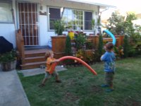 P9050003  Noodle sword fights!