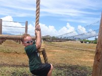 p9100015  Swinging on the Marine obstacle course. Makes his gym stuff look miniscule!