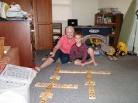 P9090030  Grammie and Sam playing dominoes!