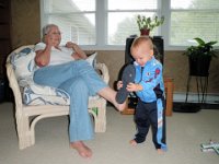 P9110018  Putting slippers on Grammie!