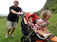 PA120040  Also love this picture of Dennis helping out - we are so thankful for Daddys! Eva really wanted to walk but was "discomfited" by the tall grass per Mom. The hike was stroller-friendly except for dodging about 50 ATVs! What about human power, folks? If the preschoolers can do it...