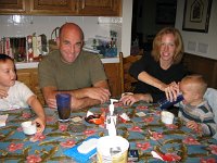 IMG 0508  Here's dinner time. Mom put oil cloth down to protect the table from the craziness that typically ensues. That's Randy, Richard's son.