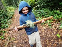 PA200012  Sam picked this up for Matt and Melodie's garden. It's our custom to bring found objects back from every hike. I hope they like it. He hiked with this 5 lb stick for 2 miles.