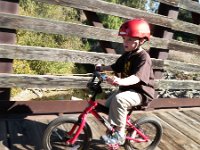 PB020003  Biking over Trabuco Creek bridge. There are amazing trails and bike paths here, but today we found ourselves several times in questionable areas - like under a railroad pass (next picture) or in an area where there are few bikeways, or gang territory. We were just fine, but this is not my most favorite route.