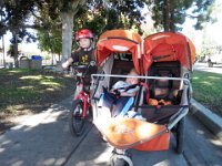 PB020006  Finally back to a bike path again and Ben is asleep. We've done 6 miles at this point.