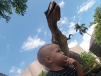 PA040024  Like the juxtaposition here. Ben was really impressed, but not afraid. There were 5 yr olds crying while parents were trying to get them to smile for a picture in front of a huge dinosaur roaring. Poor kids!