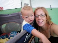 P1230059  Ben in his pig pen looking around the tent. The "Ben show" the previous night was quite long. Sam and I listened to Ben as he talked and talked to himself - he'd say "kayak. kayak! daddy's boat. drive daddy's boat. kayak, kayak, kayak, kayak!" until you say "ok! kayak! quiet!" then it'd be quiet for a minute. Then "song. song! SONG!" (hearing country music playing from another site). "Ok! Song! Quiet! Shhh!" Then quiet for a couple minutes...you're just drifting off. Then "quesaDILLA! Ques-A-DILLA! QUESADILLA!" Ahhh..then Ben show is always interesting!