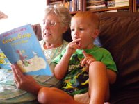 IMGP1027  Grammie and Grandpa are here! Ben getting to read a story.