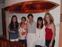 IMGP1882  At the home Doug and Mary are renting. This is one gorgeous board, isn't it? That's Lelu, Nicki, Mary, Roma and me. Nicki and Roma are Lelu's daughters. Lelu is Mary's sister-in-law.