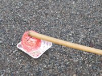 IMGP5971  This caked quickly got speared savagely by the boys ("Let's kill it! Kill it!") and then turned into a soccer ball! Oh my that was funny to watch. The frosting is coating our gravel driveway and most of our shoes. it finally fell apart and went in the trash. They thought that was most unusual but fun. I can only imagine the stories that went home about this.
