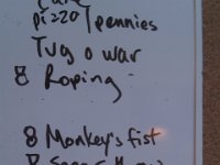 IMAG1255  This is my list of activities for Sam's birthday. Ended up in the Feb picture pile. Oh well. I am on the phone with Air China as I type helping a friend rearrange her flight home from Mongolia.