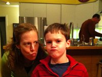 dinner silly1  Seeing if we can make lips touch noses...