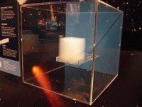 IMGP8992  Aerogel, developed to be lightweight, thermal resistant and strong. The liquid part of the gel is transformed into a gas. The Aerogel is now 98.8% air!