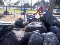 Pic-03302013-005  Doing some mining at the playground! Cracking rocks by dropping concrete on them!