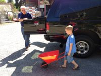 Ben wheelbarrow  Ben loves this new wheelbarrow! Thanks so much, Richard!