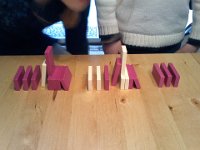 Pic-03062013-007  Dad built a Lego template to get the spacing just right for some reliability when we went to Domino Day at school.