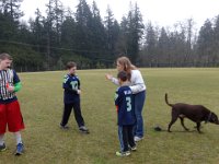 Sam's 9th flag football party 010  Talking to the team captains before the coin toss. : Sam's 9th flag football party