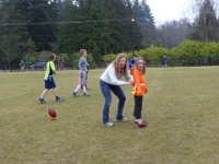 Sam's 9th flag football party 021  We had one girl come! Man, I really wanted to play, too, but I was proud to have Ellie stand in for me. : Sam's 9th flag football party