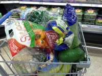 20140409 110534  A typical trip to the commissary. Filling half the cart with produce!