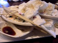 20140423 182235  Sushi carnage! This was a reward for getting science projects all set up.