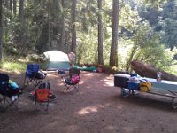 20140625 153120  The boys are going to sleep over there. I am taking this picture from where our tent will go. The water is over the log to the right.