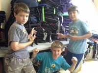 20140820 111057  Backpack unpacking, sorting and stacking crew!