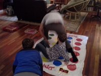 20141124 144626  Nathan got in on the act, too! Sam was calling "linke hand auf blau" etc.!