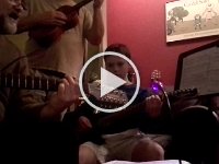 20141222 194247  Christmas carols with Randy, the boys' guitar/ukulele teacher!