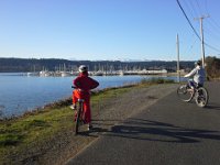 20141230 142021  On our way to lunch at JJs with Gramma and Richard, then stick and puck hockey in Bremerton.