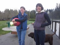 20150331 144814  Lisa and Brie :) Lisa jogged in jeans with this dodgeball the whole way!