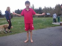 20150331 144844  And Finn had no shoes!