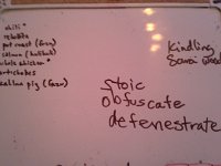 20151119 074036  Also teaching the boys some new words while sharing some Economist articles. I like defenestrate. To throw someone out of a window. You can use that every day, right? Or to depose someone from power.