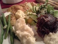 20151225 190313  This is Dave's traditional roast with beans and mashed potatoes. I cannot even describe how good it is!!!! I ate FOURTHS!