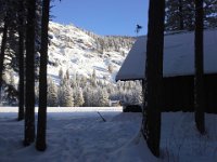 20151222 090905  Goat Wall and the meadow with the Renna's cabin in the foreground.