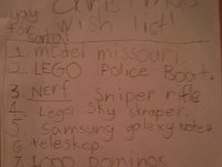 20151214 151228  Boy Christmas wish lists. This is Ben's.