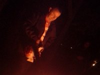 20160124 174320  That evening we raced home (via Safeway for ingredients to make shortbread!) to have Burns Night with Ben McCafferty. He and his family are such a hoot! This is Ben helping dry out my fire so it will finally take off :) He's using a LEAF BLOWER! The guy doesn't mess around. ;)