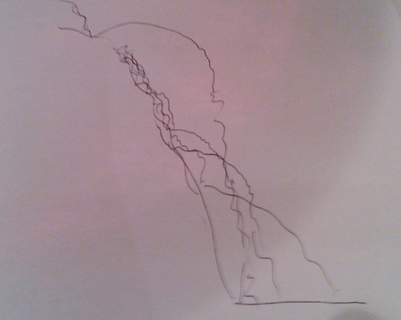 To avoid a conk to the head, Uncle Tom says to hug the cliff edge if the face is nearly vertical. If the cliff face is sloping, rock will most likely bounce and roll, ultimately landing toward the edge of the road nearest the cliff face, then bounce into the middle of the road.