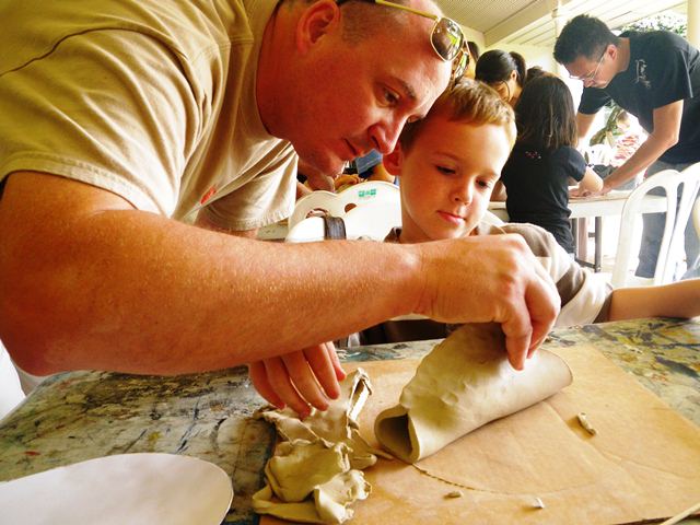 We had a wonderful morning learning about working with clay. All four of us got our hands messy! Click for more pictures and the rest of the story. 