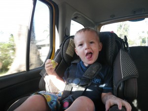 Ben holding a new trash toy :)
