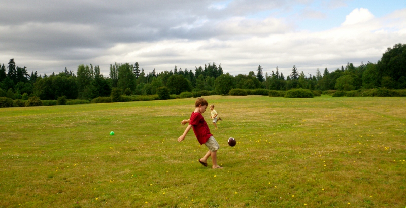 Time to check out Battle Point Park (which has this huge field AND a huge, creative playground). First, we stopped for some shoes and pants. Then we grabbed coffee at Bay Hay, my new "Kalapawai" - it's a garden center and coffee shop that sells gear. How cool is that? I bought a Marmot jacket and Columbia hoodie while in there. I think I spent two weeks of allowance already. ;0 Bonding with my new island is fun, but I'm having to process and sort a lot of memories to do it. We lived in Poulsbo and I have very fond memories of my first year with Sam there. It's so tempting to want to recreate those years. Like wanting to step back into well loved shoes, but finding they may not quite fit the same five years later.